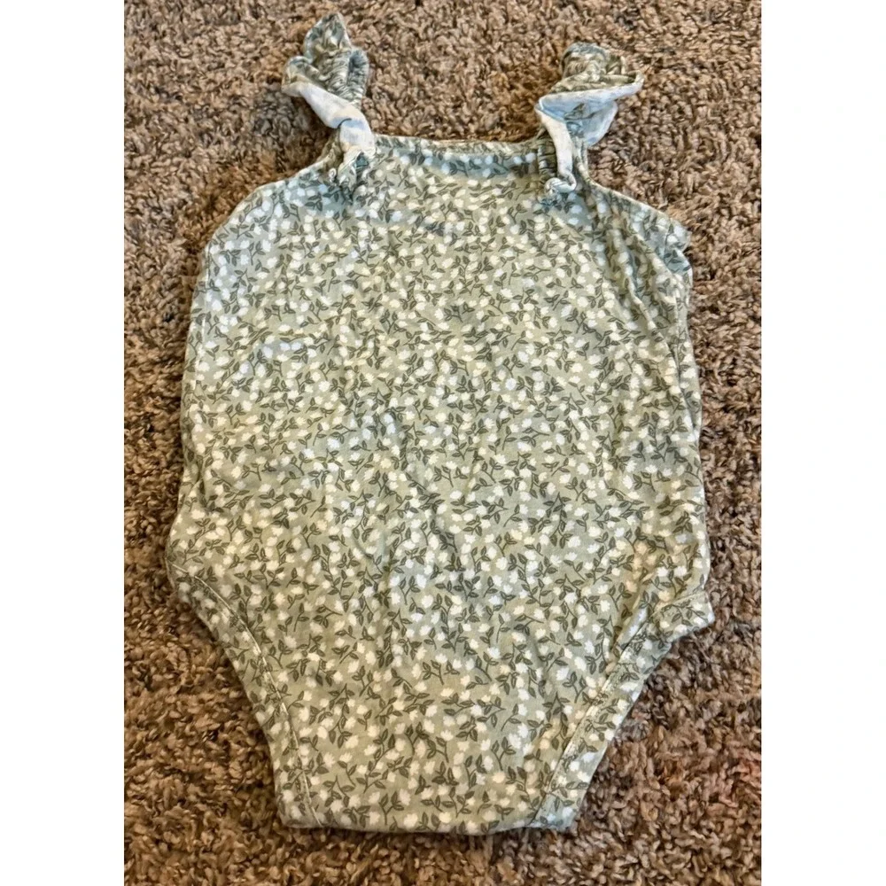Carter's-Baby Gap Green Sleeveless Floral Bodysuit & Blue Jeans 24/18-24 Months